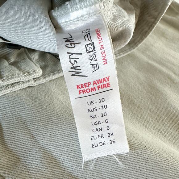 Nasty Gal Slash Thigh Wide Taper Jean Stone - Picture 6 of 10